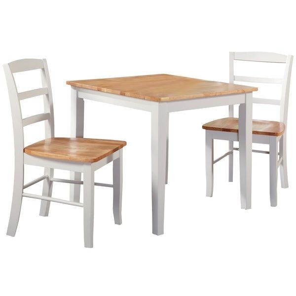 30 Inch Square Natural/ White 3 Piece Dining Set With Regard To 3 Piece Breakfast Dining Sets (Photo 7663 of 7825)