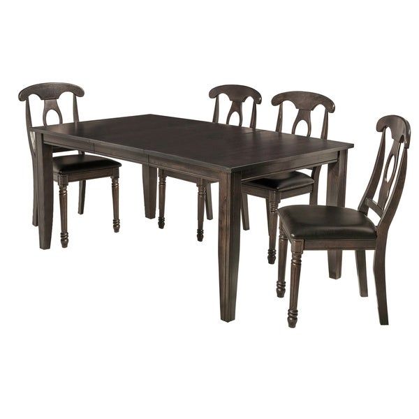5 Piece Solid Wood Dining Set "aden", Modern Kitchen Table Set, Dark Gray Intended For Adan 5 Piece Solid Wood Dining Sets (Set Of 5) (View 6 of 25)