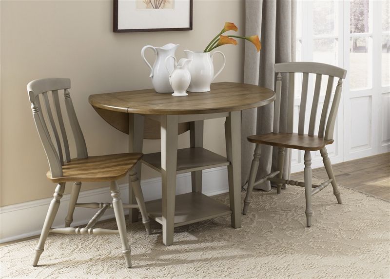 Al Fresco Drop Leaf Leg Table 3 Piece Dining Set In Driftwood & Taupe  Finishliberty Furniture – 541 Cd 3dls Regarding 3 Piece Dining Sets (Photo 7635 of 7825)