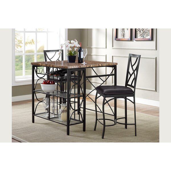 Amazing Vaughan Kitchen 3 Piece Breakfast Nook Dining Setfleur In Evellen 5 Piece Solid Wood Dining Sets (Set Of 5) (View 9 of 25)
