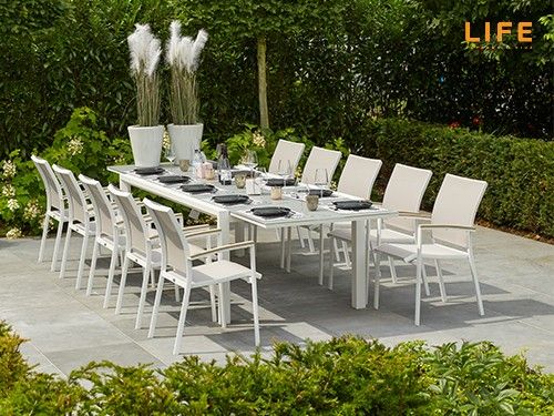 Anabel Dining Extendable Weiß – Life Outdoor Living Inside Osterman 6 Piece Extendable Dining Sets (set Of 6) (Photo 7805 of 7825)