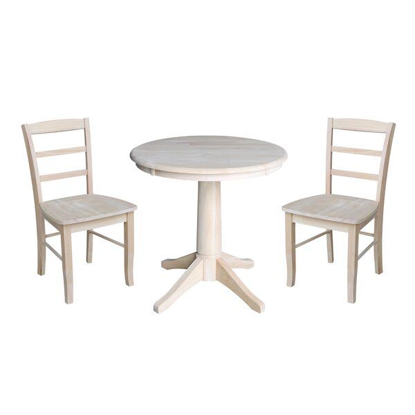 Best Scettrini 3 Piece Solid Wood Dining Setrosalind Wheeler Within Miskell 3 Piece Dining Sets (Photo 7702 of 7825)