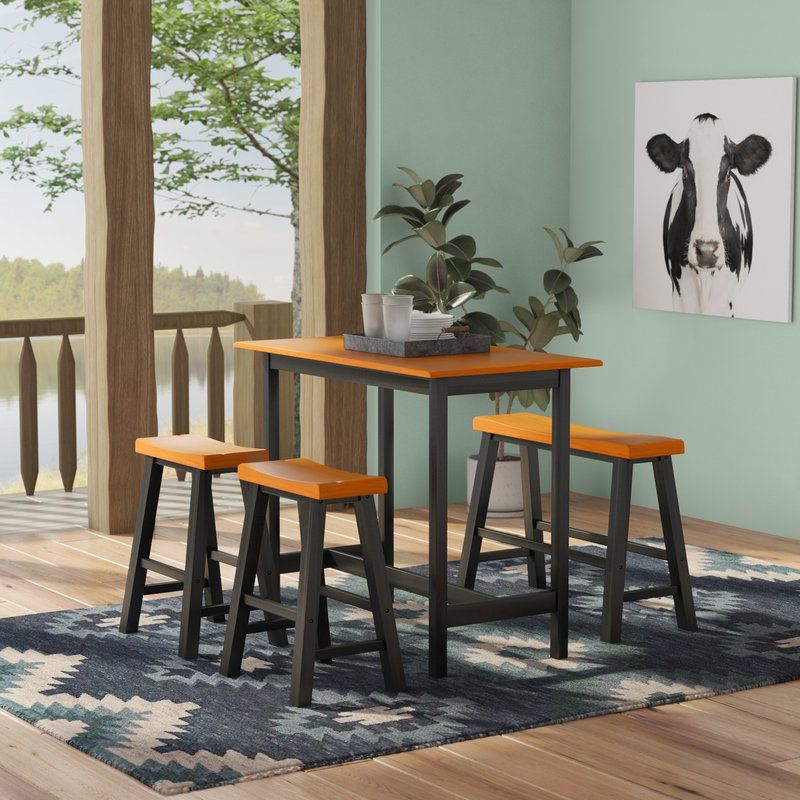 Kerley 4 Piece Solid Wood Dining Set For Kerley 4 Piece Dining Sets (View 1 of 25)