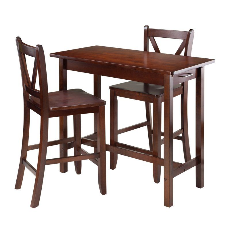 Kitchen Island 3 Piece Counter Height Dining Set Throughout Winsome 3 Piece Counter Height Dining Sets (View 2 of 25)