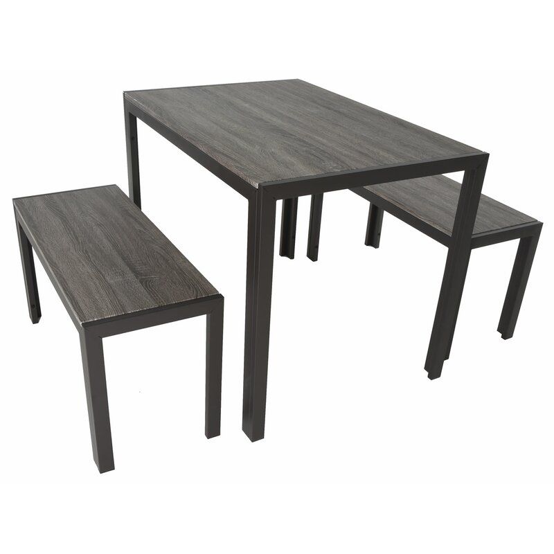 Maloney 3 Piece Breakfast Nook Dining Set Within Chelmsford 3 Piece Dining Sets (View 2 of 25)