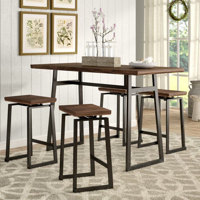 Platane Industrial 5 Piece Counter Height Dining Set In 2018 | Furniture For Denzel 5 Piece Counter Height Breakfast Nook Dining Sets (Photo 24 of 25)