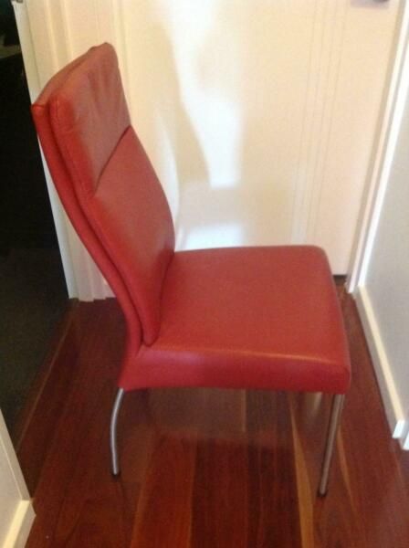 Red Leather Dining Chairs In Excellent Condition | Dining Chairs Regarding Miskell 5 Piece Dining Sets (View 24 of 25)
