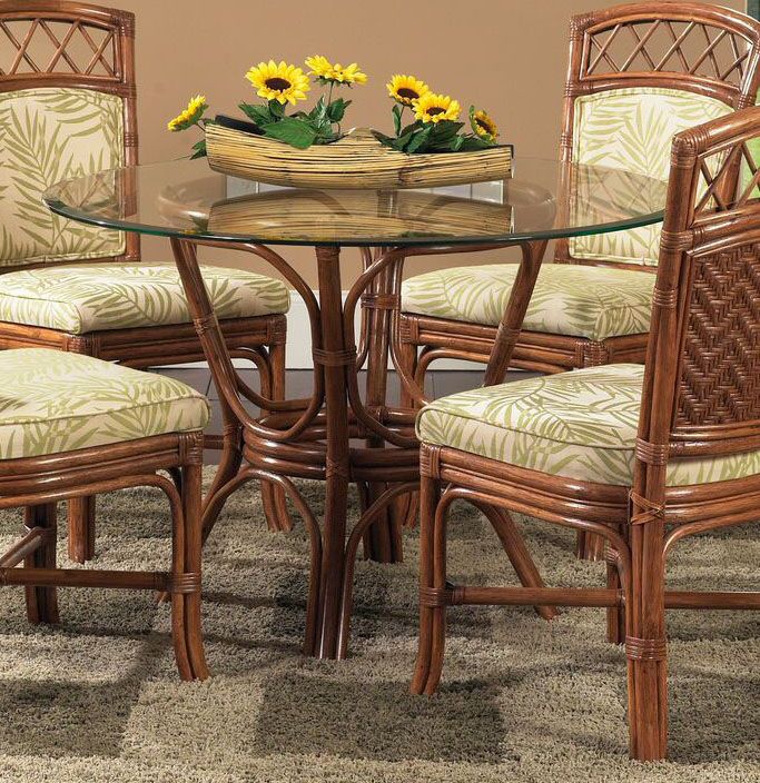 Saint Croix Dining Table Base With Glass Top Classic Rattan 3756Gl39 Within Saintcroix 3 Piece Dining Sets (View 16 of 25)