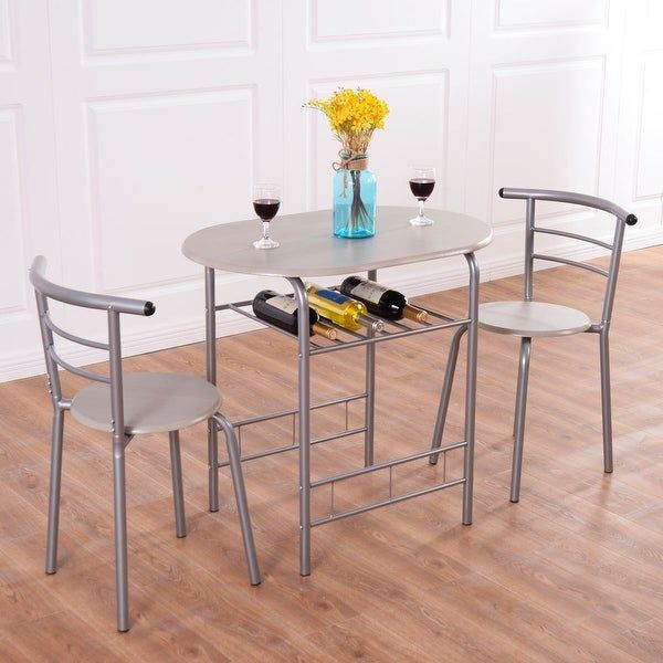 Shop Costway 3 Piece Dining Set Table 2 Chairs Bistro Pub Home Throughout 3 Piece Breakfast Dining Sets (View 10 of 25)