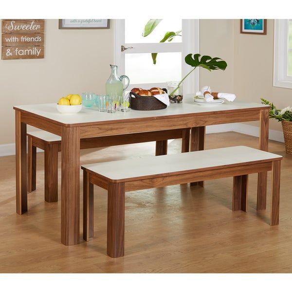 Shop Simple Living Dex 3 Piece Breakfast Table And Bench Set – Free For 3 Piece Breakfast Dining Sets (Photo 7679 of 7825)