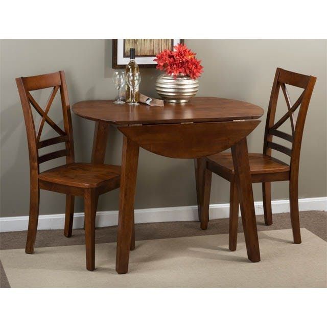 Simplicity Caramel 3 Piece Dinette Set (drop Leaf Table With 2 X In 3 Piece Dining Sets (Photo 7631 of 7825)