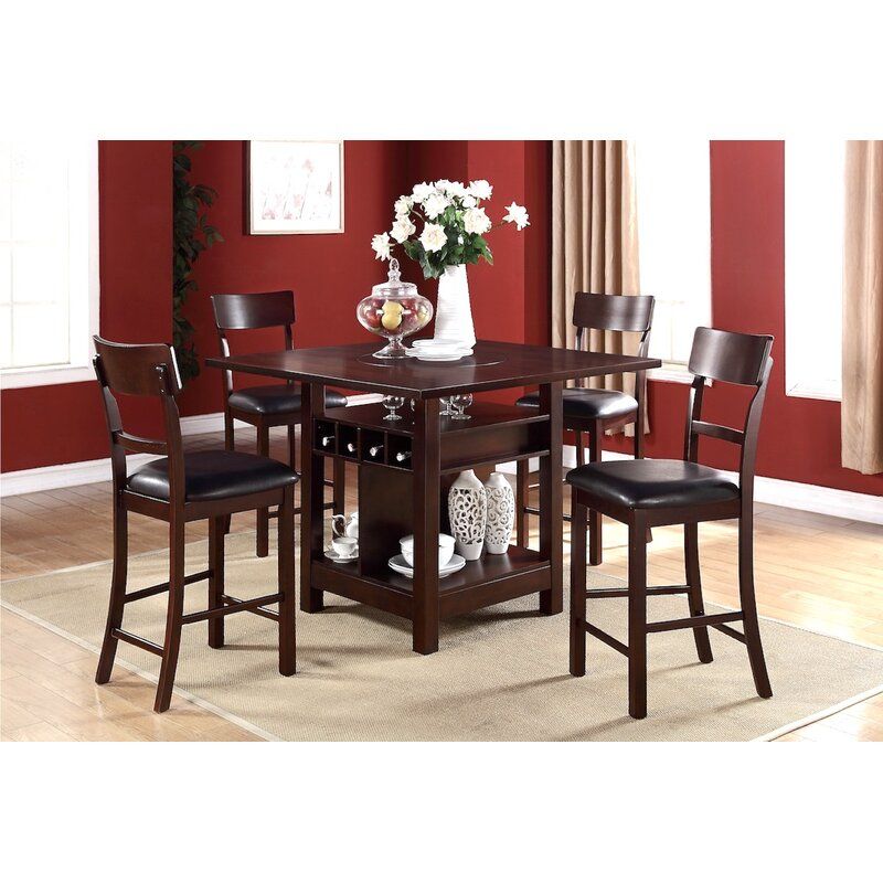 Stevenson 5 Piece Pub Table Set Throughout Biggs 5 Piece Counter Height Solid Wood Dining Sets (Set Of 5) (View 3 of 25)