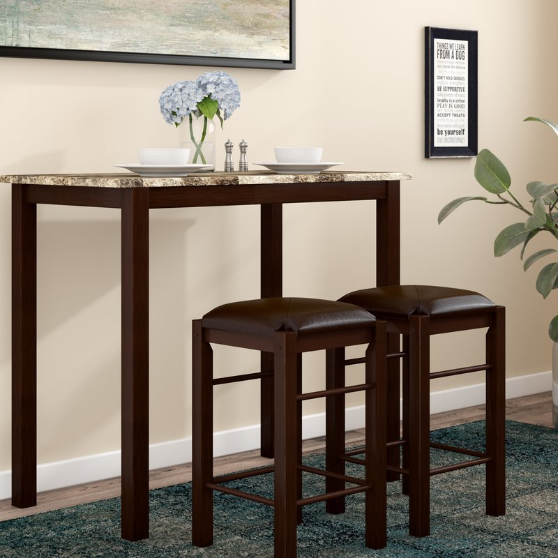 Winston Porter Penelope 3 Piece Counter Height Wood Dining Set Intended For Penelope 3 Piece Counter Height Wood Dining Sets (Photo 1 of 25)