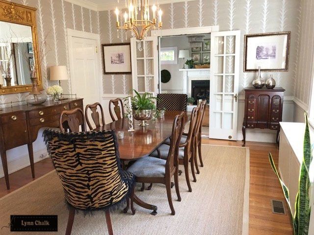 Celerie Kemble For Schumacher Acanthus Stripe Fog & Chalk With Gebbert 3 Piece Extendable Solid Wood Dining Sets (Photo 14 of 25)