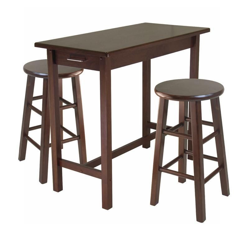 Winsome Wood 94342 3 Pc Breakfast Table With 2 Square Leg In Winsome 3 Piece Counter Height Dining Sets (Photo 9 of 25)