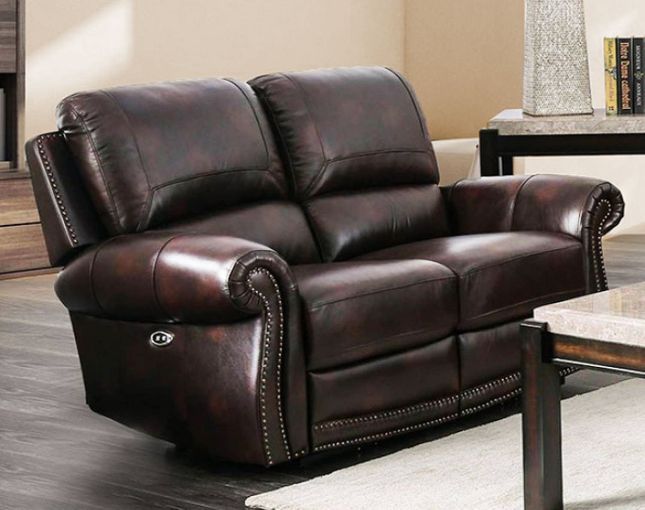 100 Leather Reclining Sofa And Loveseat | Baci Living Room Pertaining To 3pc Polyfiber Sectional Sofas With Nail Head Trim Blue/gray (View 4 of 15)
