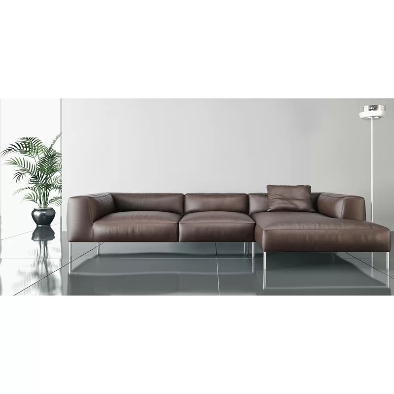 100" Wide Genuine Leather Right Hand Facing Sofa & Chaise Pertaining To [%Matilda 100% Top Grain Leather Chaise Sectional Sofas|Matilda 100% Top Grain Leather Chaise Sectional Sofas%] (View 5 of 15)