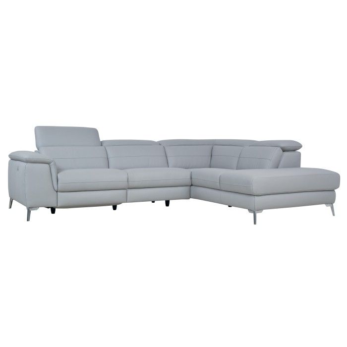2 Pc 100% Top Grain Leather Sectional Light Gray  Cinque Pertaining To [%Matilda 100% Top Grain Leather Chaise Sectional Sofas|Matilda 100% Top Grain Leather Chaise Sectional Sofas%] (View 14 of 15)