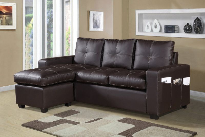 2 Pc Everly Brown Faux Leather Sectional Sofa Set With Within 3Pc Faux Leather Sectional Sofas Brown (View 2 of 15)