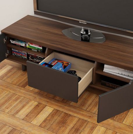 2017 Adayah Tv Stands For Tvs Up To 60&quot; Regarding Nexera Alibi 60 Inch Walnut And Charcoal Tv Stand (View 3 of 15)
