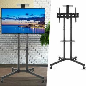 2017 Easyfashion Adjustable Rolling Tv Stands For Flat Panel Tvs Pertaining To Rolling Tv Stand Height Adjustable Mount Shelf For 32"  (View 7 of 15)