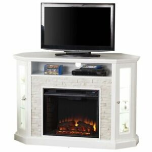 2018 Polar Led Tv Stands With Pemberly Row Corner Led Fireplace Tv Stand In White (View 12 of 15)