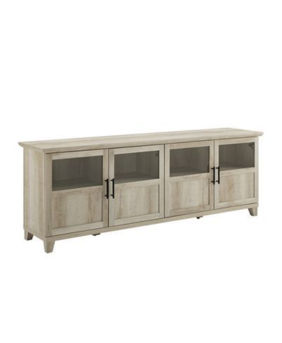 2018 Walker Edison Farmhouse Tv Stands With Storage Cabinet Doors And Shelves Intended For Walker Edison Tv Console With Glass Wood Panel Doors (View 6 of 15)