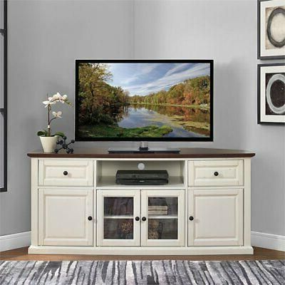 2018 White Corner Tv Cabinets Intended For Crosley Furniture Shelby 60" Corner Tv Stand (View 2 of 15)