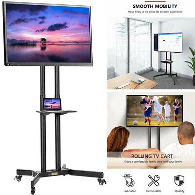 30 70'' Adjustable Mobile Tv Stand Rolling Tv Cart Lcd Led Within Latest Easyfashion Adjustable Rolling Tv Stands For Flat Panel Tvs (View 3 of 15)