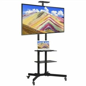 32 65" Adjustable Mobile Tv Stand Mount Universal Flat Pertaining To 2018 Easyfashion Adjustable Rolling Tv Stands For Flat Panel Tvs (View 4 of 15)