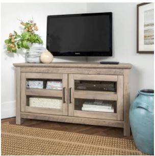 44" Corner Wood Tv Console In Grey Wash – Walker Edison Intended For Favorite Walker Edison Wood Tv Media Storage Stands In Black (Photo 1 of 15)