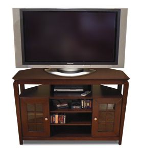 46" Wide Walnut Or Black Wood Veneer Finish "Tall Boy In Well Liked Corner Tv Stands For Tvs Up To 43&quot; Black (View 4 of 15)