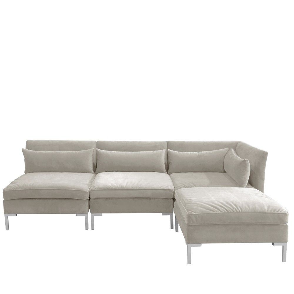 4Pc Alexis Sectional With Silver Metal Y Legs Light Gray Intended For 4Pc Alexis Sectional Sofas With Silver Metal Y Legs (View 4 of 15)
