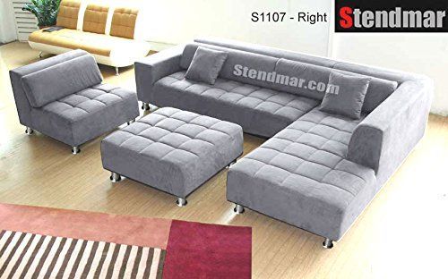 4pc Modern Grey Microfiber Sectional Sofa Chaise Chair Intended For 4pc Beckett Contemporary Sectional Sofas And Ottoman Sets (Photo 12 of 15)
