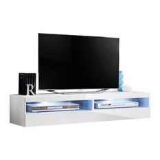 50 Floating Entertainment Centers And Tv Stands You'll Inside Trendy Modern Black Floor Glass Tv Stands For Tvs Up To 70 Inch (Photo 5 of 15)