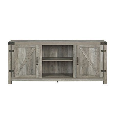 58" Barn Door Tv Stand With Side Doors For Tvs Up To 65 With Fashionable Woven Paths Barn Door Tv Stands In Multiple Finishes (View 2 of 15)