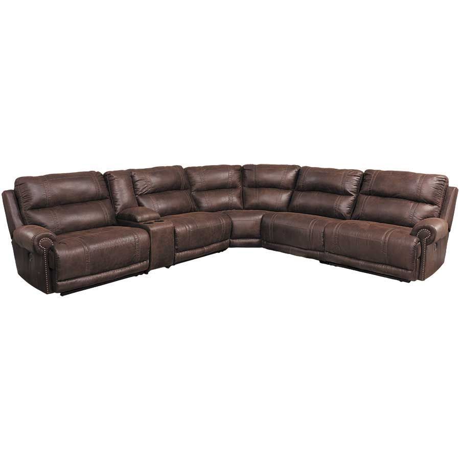 6 Piece Power Reclining Sectional | Reclining Sectional With Trailblazer Gray Leather Power Reclining Sofas (View 7 of 15)
