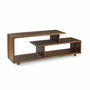 60 Inch Rustic Solid Wood Asymmetrical Tv Stand Console In Pertaining To Well Known Reclaimed Wood And Metal Tv Stands (View 5 of 15)