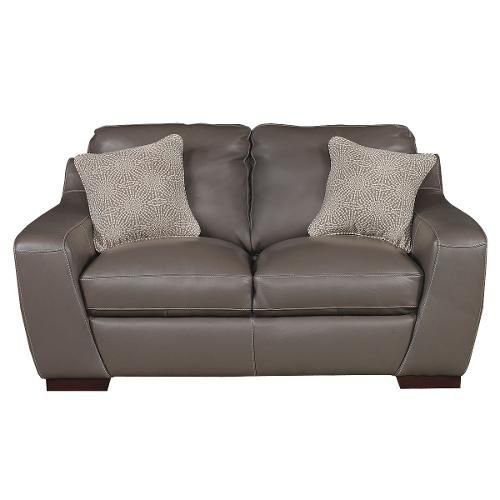 68" Slate Leather Loveseat | Leather Loveseat, Love Seat Intended For Gneiss Modern Linen Sectional Sofas Slate Gray (View 9 of 15)