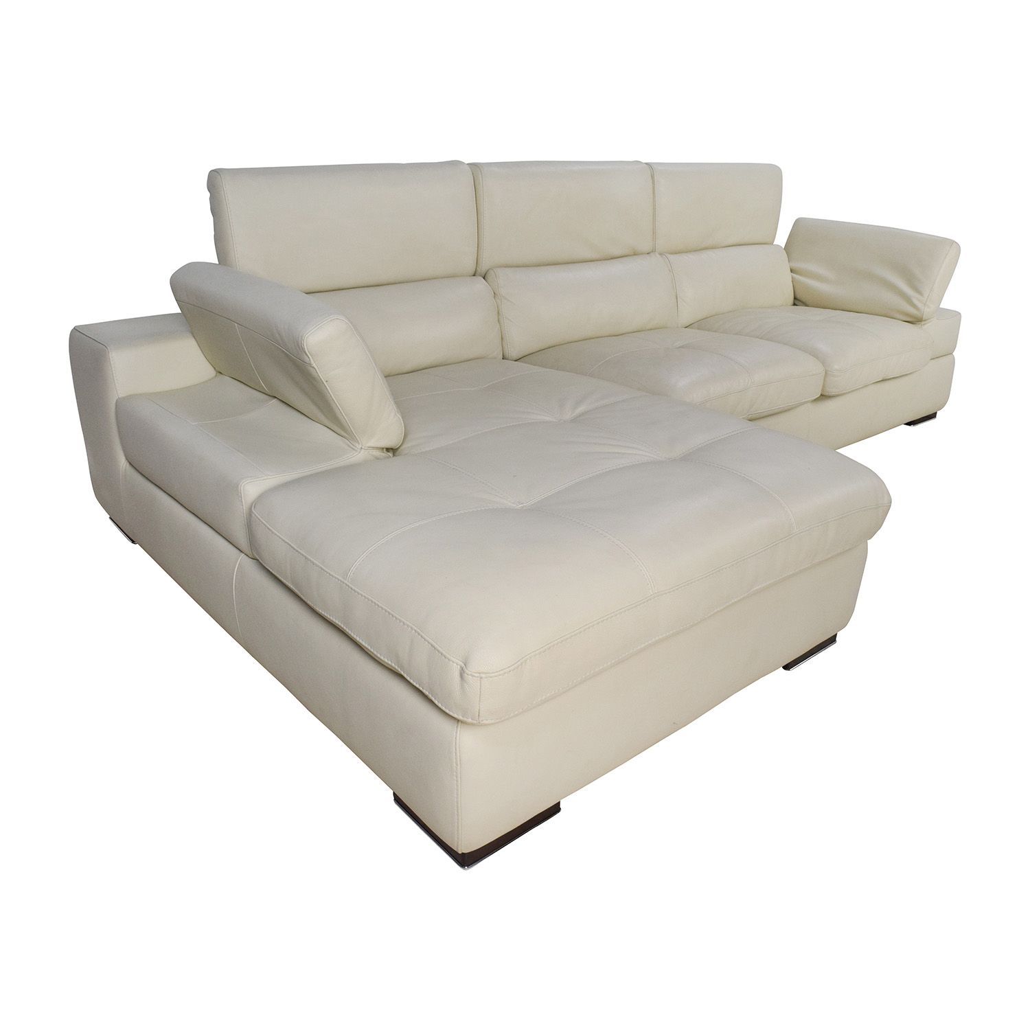 69% Off – L Shaped Cream Leather Sectional Sofa / Sofas With Owego L Shaped Sectional Sofas (View 14 of 15)