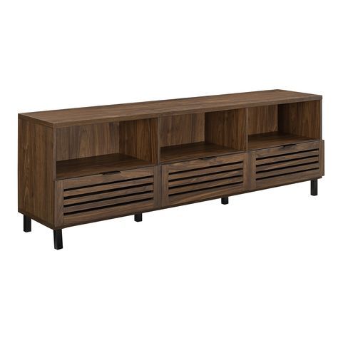 70 Jackson Slat Door Media Storage Console Tv Stand Regarding Most Up To Date Walnut Tv Cabinets With Doors (View 4 of 15)