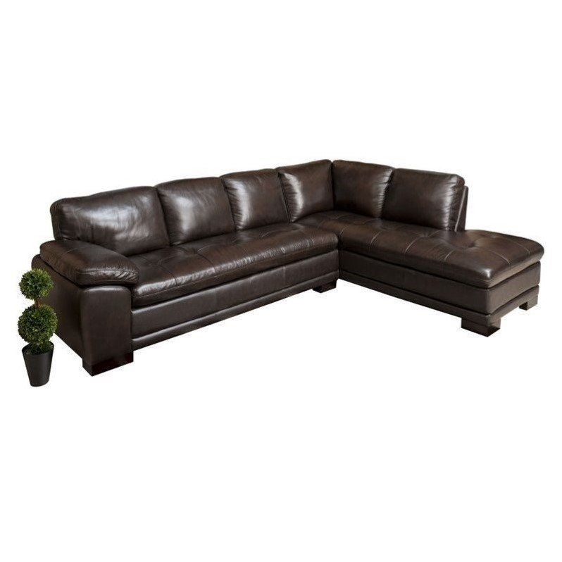 Abbyson Tekana Leather Sectional In Dark Brown – Ci N680 Brn Pertaining To Bonded Leather All In One Sectional Sofas With Ottoman And 2 Pillows Brown (View 15 of 15)