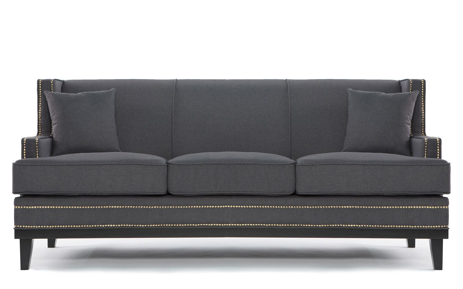 Abe Modern Nailhead Trim Linen Sofa | Linen Sofa, Sofa Throughout Radcliff Nailhead Trim Sectional Sofas Gray (View 7 of 15)