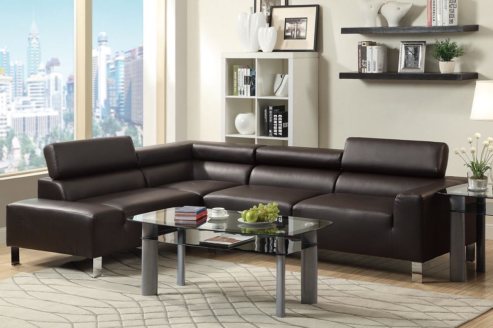 Alpha Lux Ii Espresso Bonded Leather Modern Sofa Sectional With Regard To 3pc Bonded Leather Upholstered Wooden Sectional Sofas Brown (View 13 of 15)