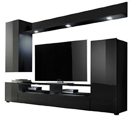 Amazon £218.98 Furnline Dos High Gloss Tv Stand Wall Unit Pertaining To Most Popular Dillon Black Tv Unit Stands (Photo 11 of 15)