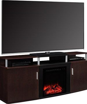 Ameriwood Home Carson Electric Fireplace Tv Console For Within Well Liked Carson Tv Stands In Black And Cherry (View 14 of 15)