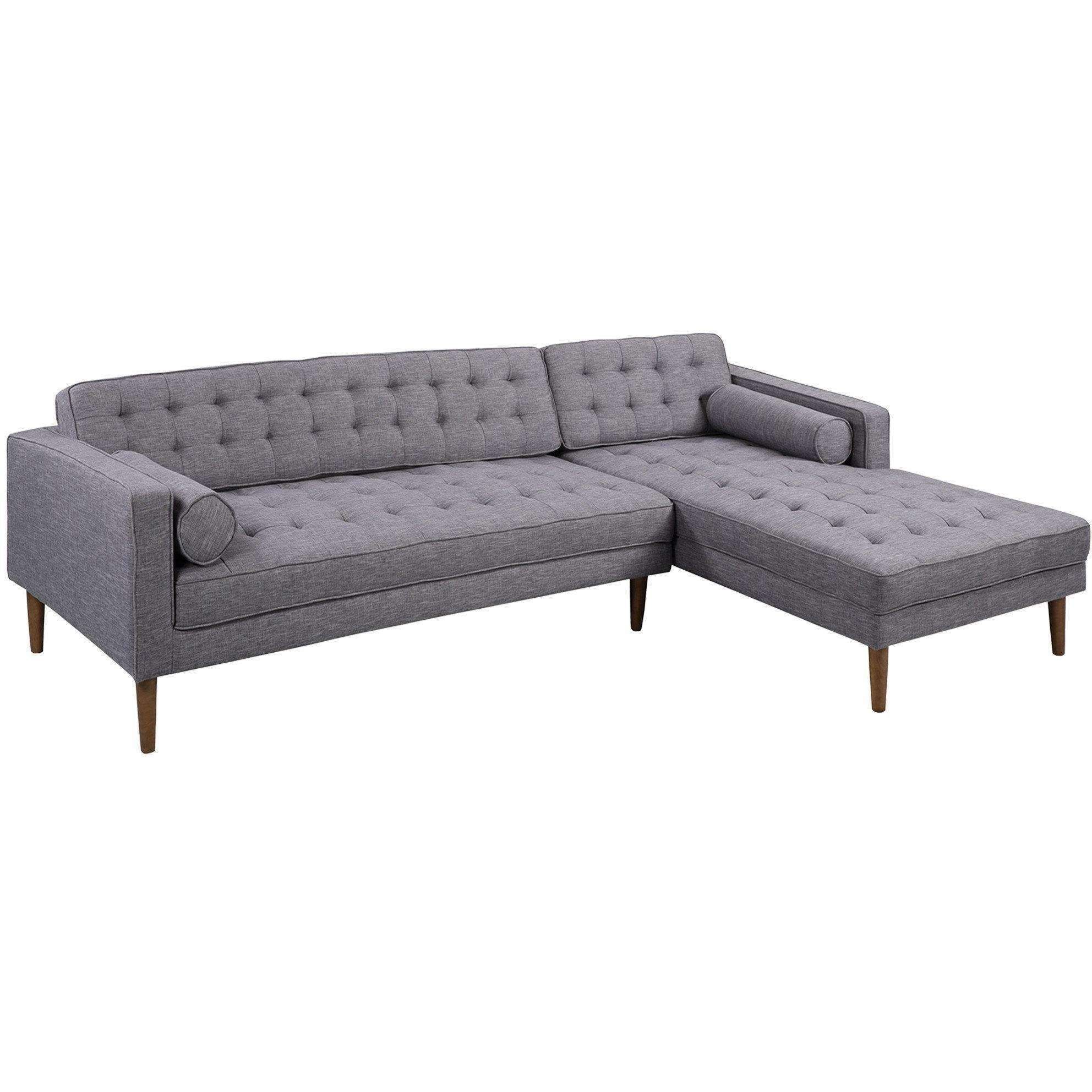 Armen Living Element Right Side Chaise Sectional In Dark For Element Left Side Chaise Sectional Sofas In Dark Gray Linen And Walnut Legs (View 4 of 15)