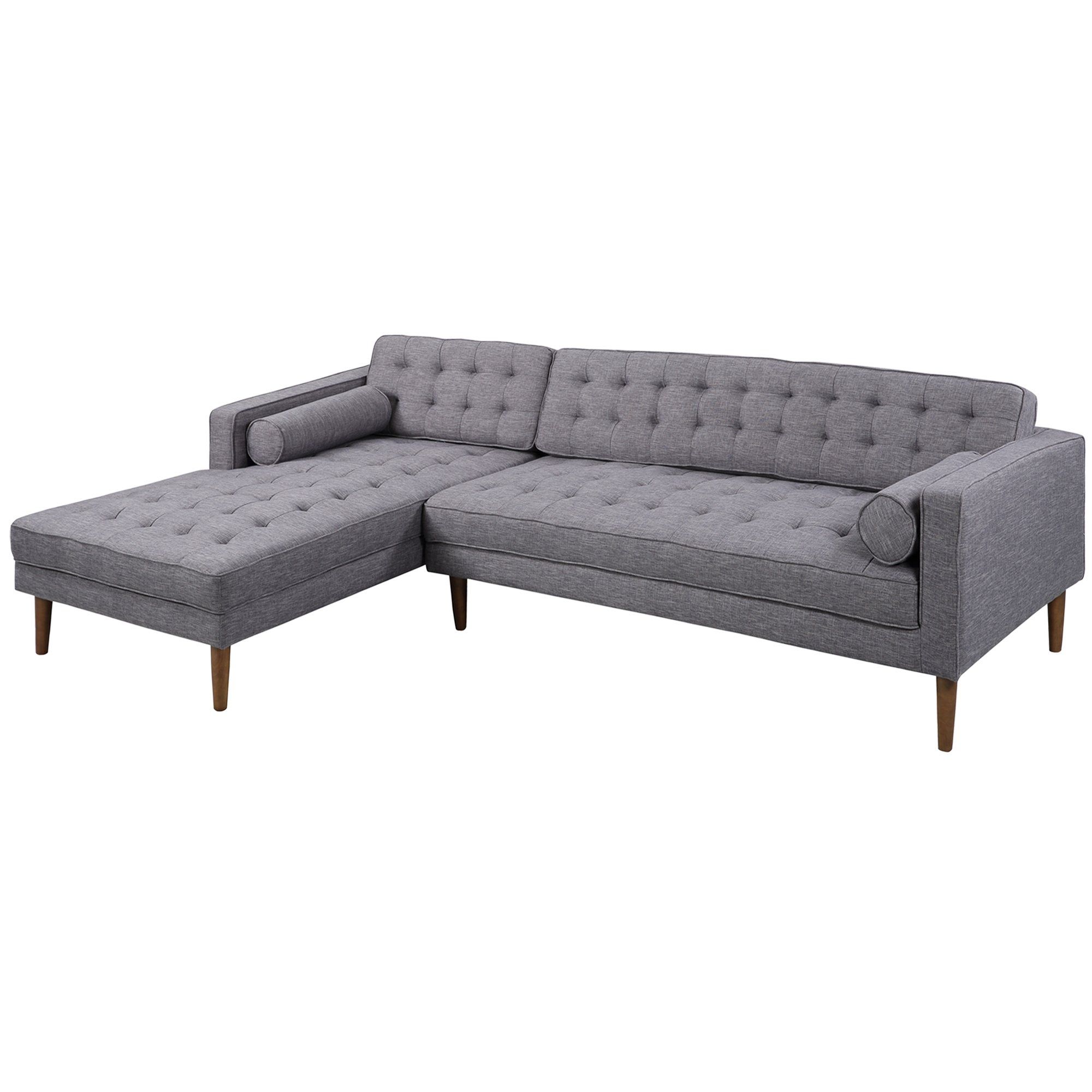 Armen Living Lcelchdgle Element Left Side Chaise Sectional For Element Right Side Chaise Sectional Sofas In Dark Gray Linen And Walnut Legs (View 5 of 15)