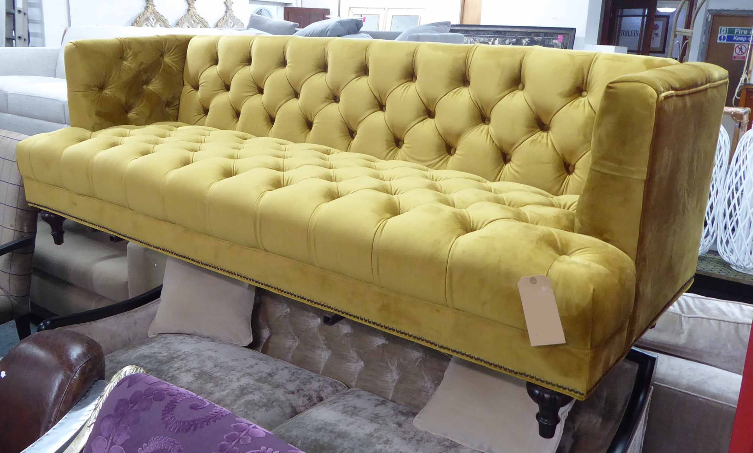 Artsome For Coach House Sofa, Mustard Buttoned Finish Inside French Seamed Sectional Sofas Oblong Mustard (Photo 4 of 15)