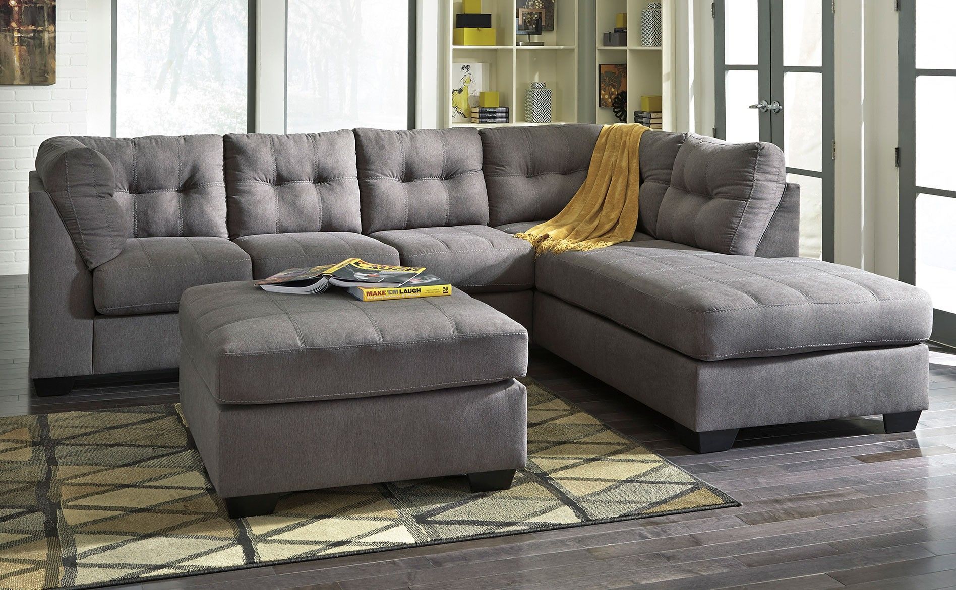 Ashley Maier Sectional With Right Arm Facing Chaise Pertaining To 2Pc Burland Contemporary Sectional Sofas Charcoal (View 11 of 15)